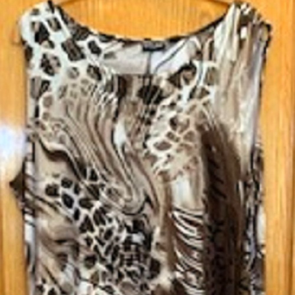 Vtg Effortless Style by Citiknits Sleeveless Dress Animal Print Pull On Sz: L